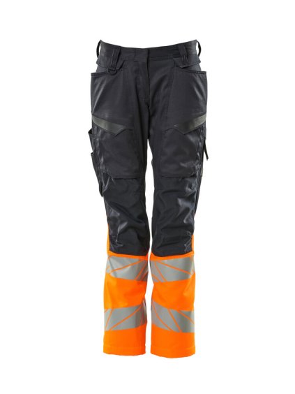Kalhoty s kolenními kapsami Černá modrá/hi-vis oranžová (Velikost 47)