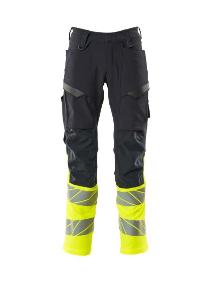 Kalhoty s kolenními kapsami Černá modrá/hi-vis žlutá (Velikost 68)