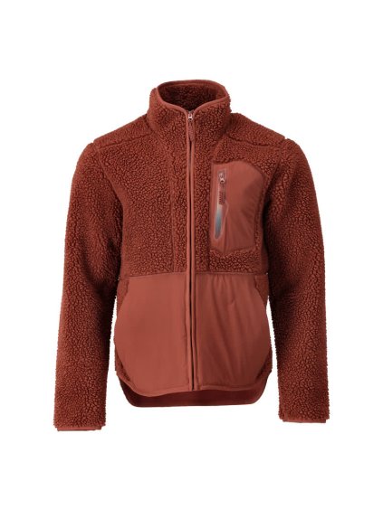 Kožešinová bunda ze syntetických vláken se zipem Podzimní červená (Velikost XS)