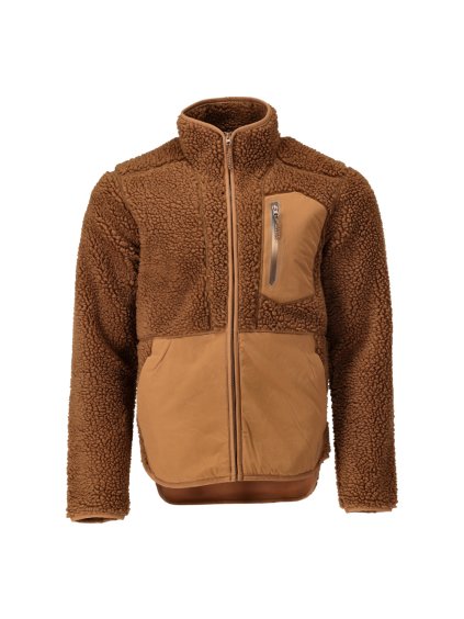 Kožešinová bunda ze syntetických vláken se zipem Ořechově hnědá (Velikost XS)