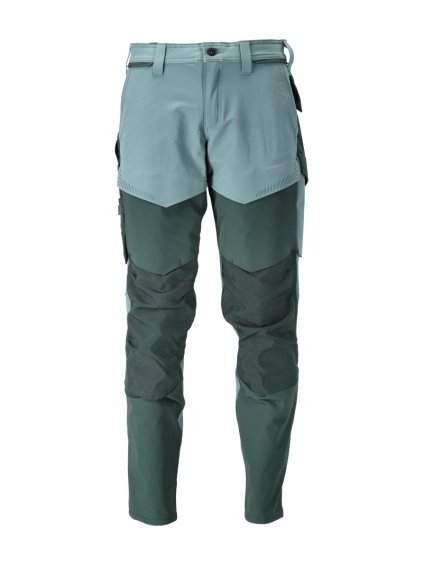 Kalhoty s kolenními kapsami Světlá lesní zelená/lesní zelená (Velikost 68)