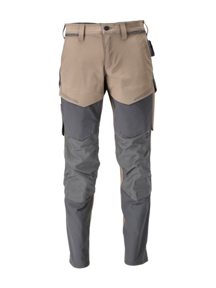 Kalhoty s kolenními kapsami Tmavě pískově béžová/antracitově šedá (Velikost 68)