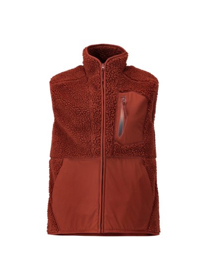 Kožešinová vesta se zipem Podzimní červená (Velikost XS)