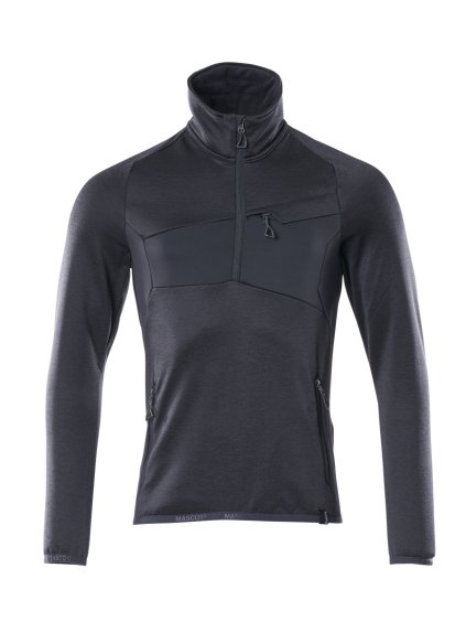 Fleecová mikina s polovičním zipem Černá modrá (Velikost XS)