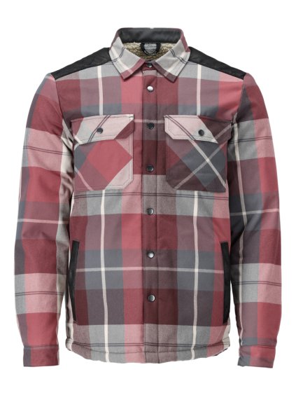 Košile s kožešinovou podšívkou Bordeaux kostkovaná (Velikost XS)