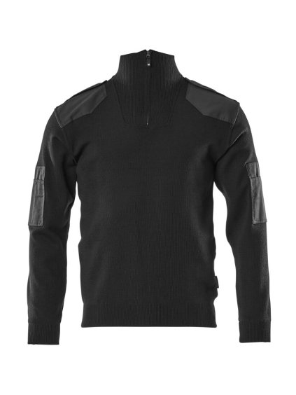 Pletený svetr s krátkým zipem Černá (Velikost XL)