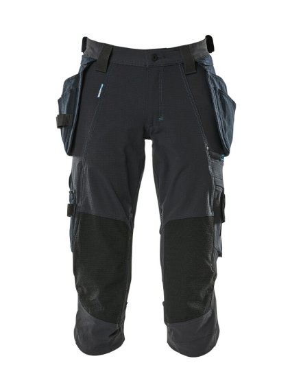 Tříčtvrteční kalhoty se závěsnými kapsami Černá modrá (Velikost 68)