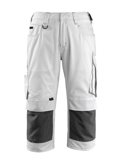 Tříčtvrteční kalhoty s kapsami na kolenou Bílá/tmavě antracitová (Velikost 66)