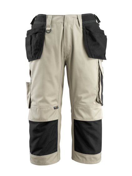 Tříčtvrteční kalhoty se závěsnými kapsami Světlá khaki/Černá (Velikost 66)