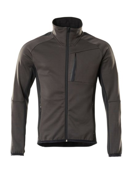 Fleecová mikina na zip Tmavě antracitová/černá (Velikost XS)