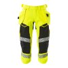 Tříčtvrteční kalhoty se závěsnými kapsami Hi-vis žlutá/černá (Velikost 68)