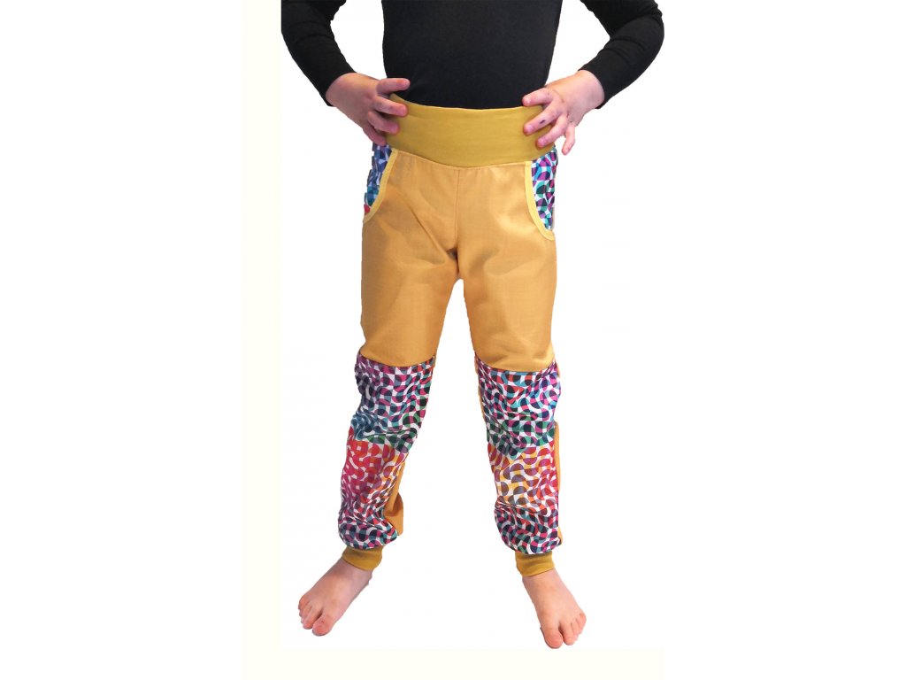 Jarní sportovní kalhoty pro děti - žluté duhovky