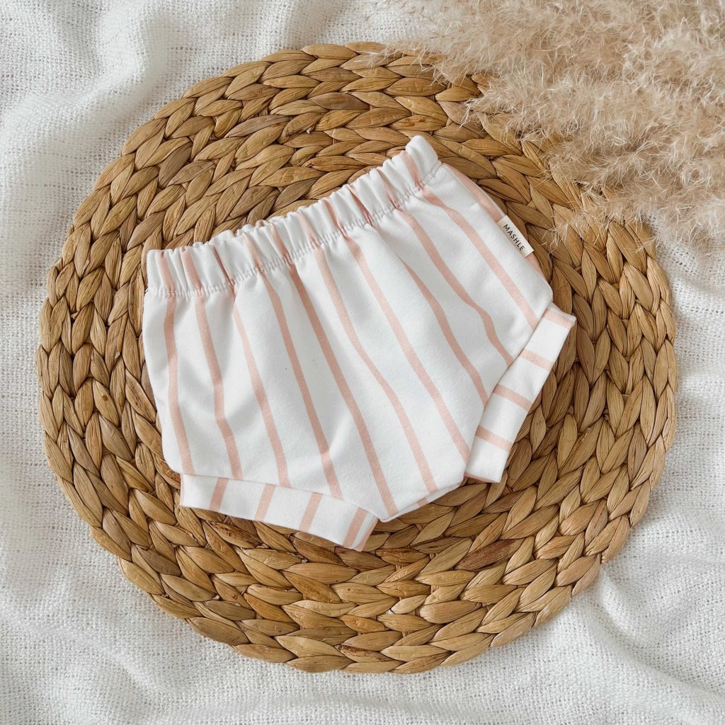 Dívčí šortky bummies - proužek coral