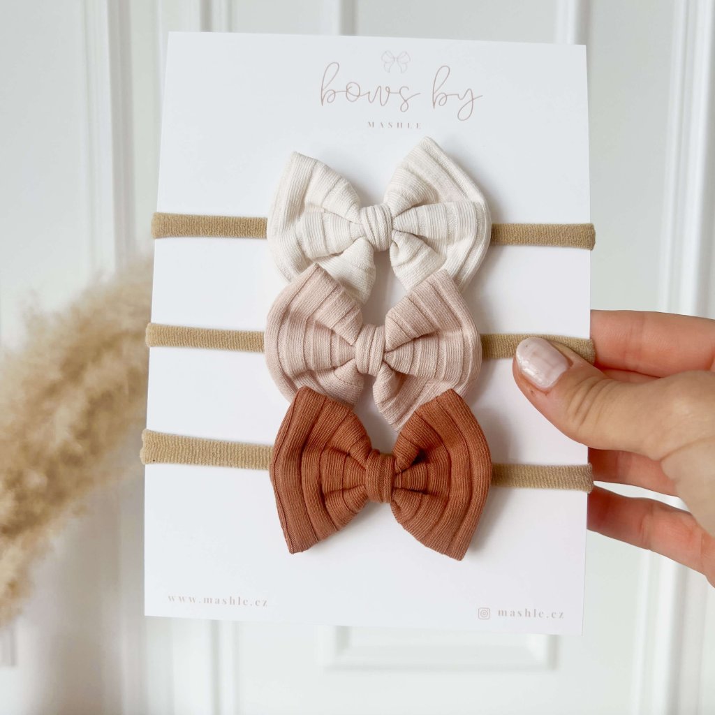 Čelenka pro miminko - set 3 ks -  NUDE-ROSE-RUST