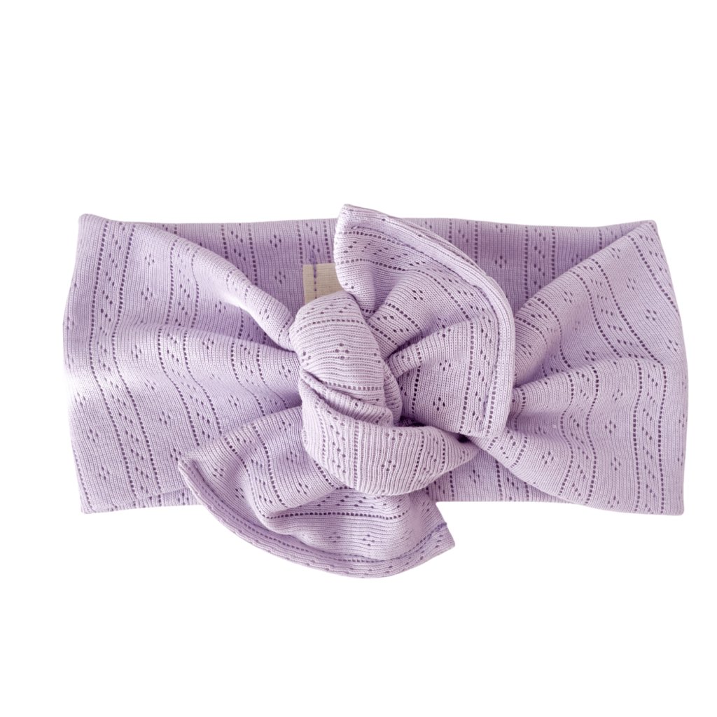 Bavlněná čelenka s mašlí - LILA