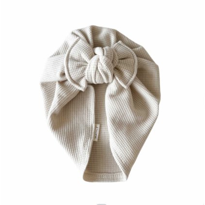 Dívčí turban s mašlí vaflový - krémový