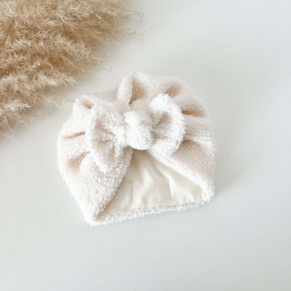 Dívčí turban s mašlí TEDDY CREAM