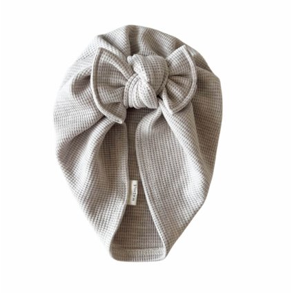 Dívčí turban s mašlí vaflový - BEIGE MELANGE