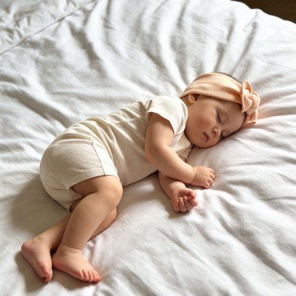 Bavlněná čelenka s mašlí - PASTEL PEACH