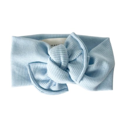 Bavlněná čelenka s mašlí - PASTEL BLUE