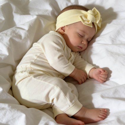 Bavlněná čelenka s mašlí - PASTEL VANILLA