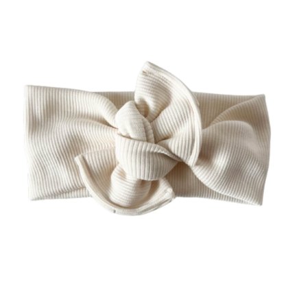 Bavlněná čelenka s mašlí - CREAM