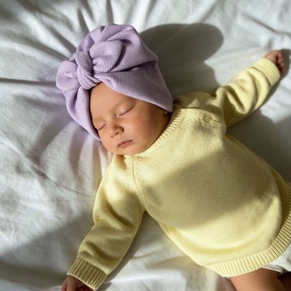 Dívčí turban s mašlí  - PASTEL LILA