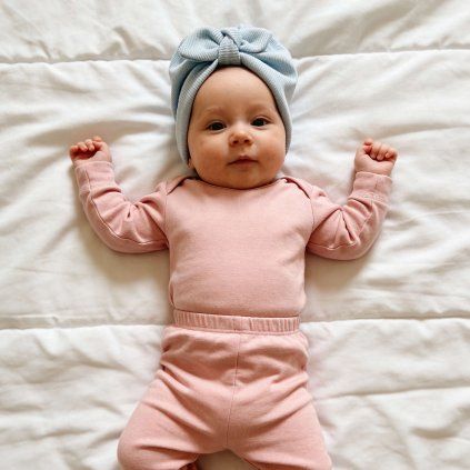 Dívčí turban s mašlí  - PASTEL BLUE