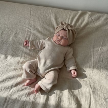 Dívčí turban s mašlí  - BEIGE