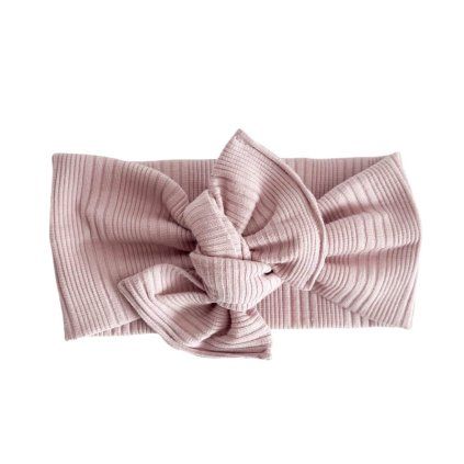 Bavlněná čelenka s mašlí - OLD PINK