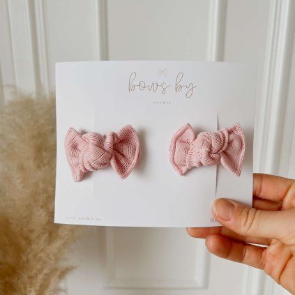 Mašličky na sponce pointelle 2 ks - PINK