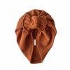 Dívčí turban s mašlí vaflový - hnědý koňakový