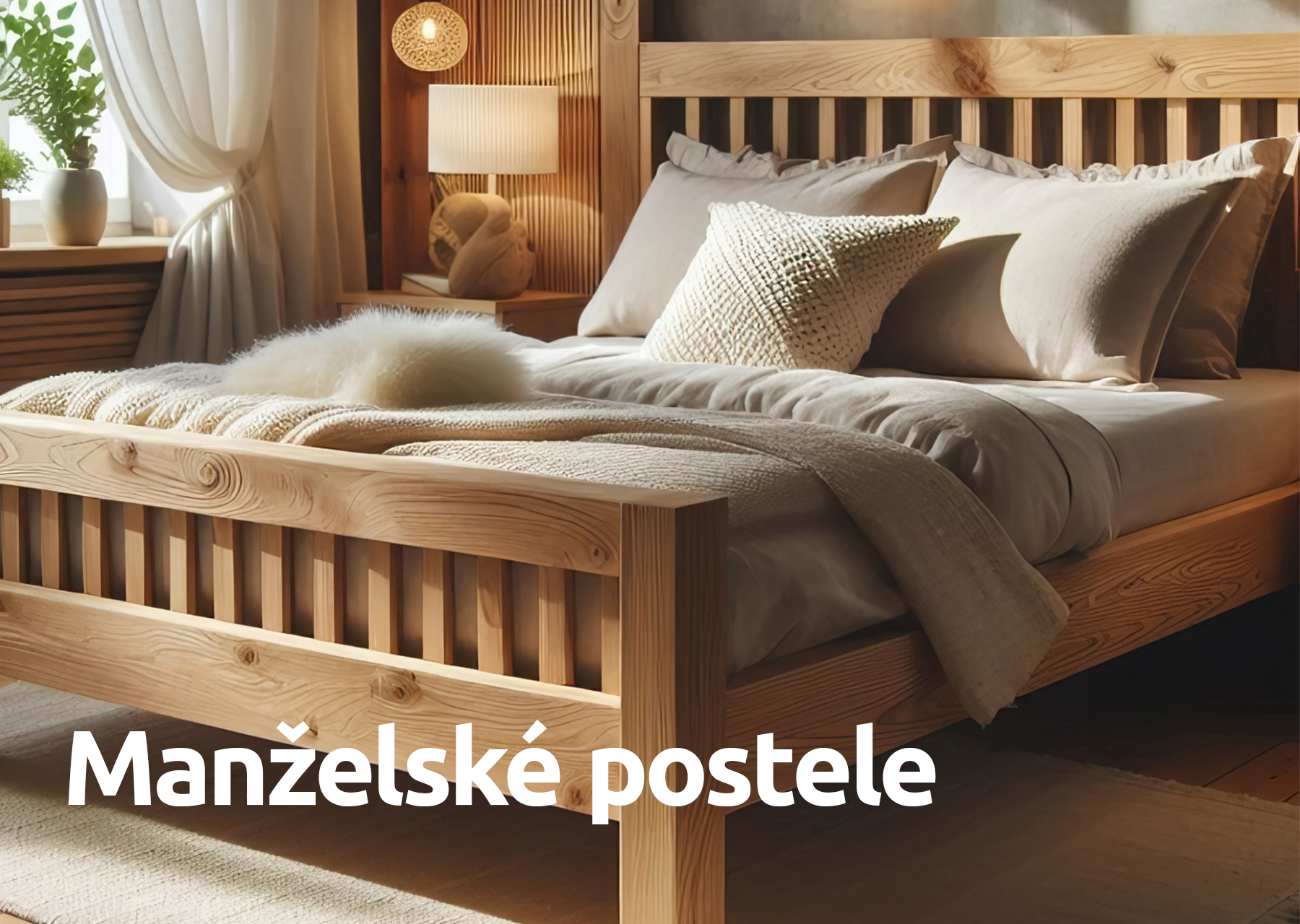 Manželské postele z masivu.