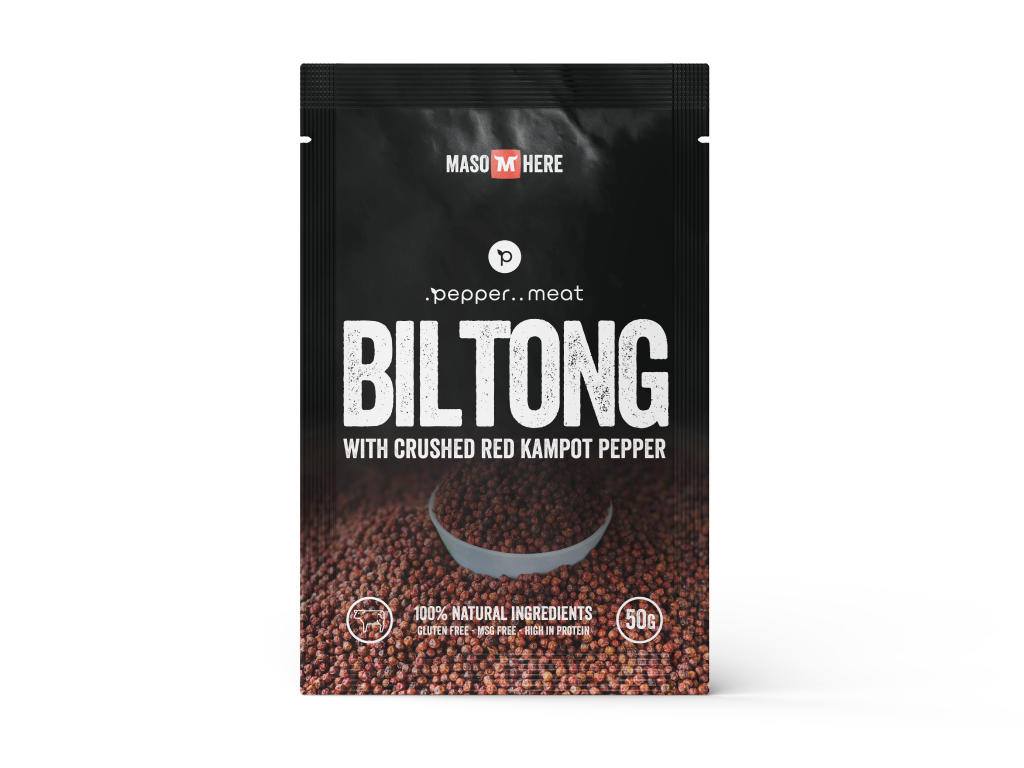 Levně Maso Here Hovězí Biltong s kampotským pepřem 50g