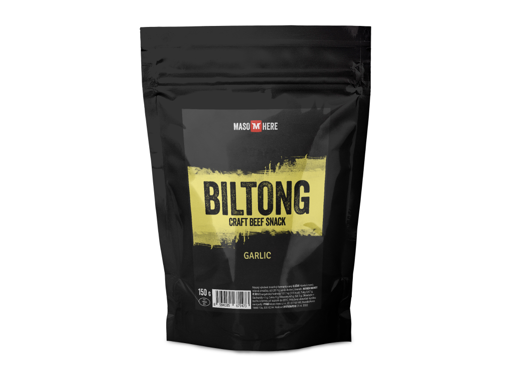 Levně Maso Here Hovězí Biltong Česnek 150g