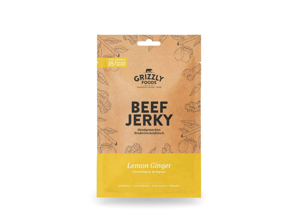 Levně Grizzly Beef Jerky Citron & Zázvor 50g