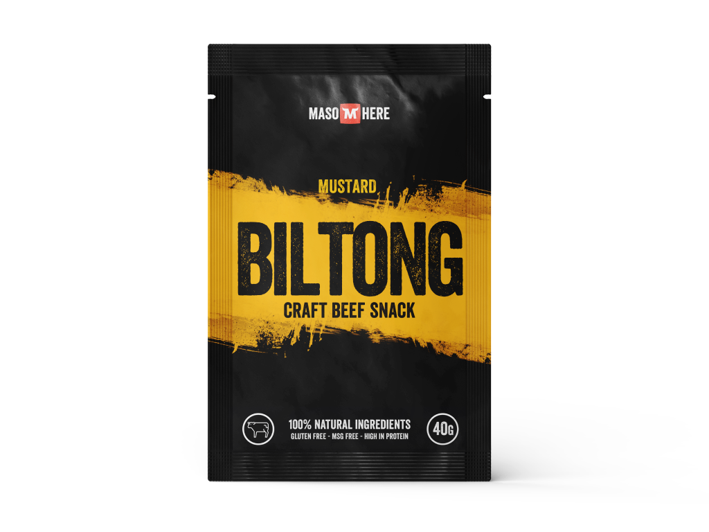 Levně Maso Here Hovězí Biltong Hořčice 40g