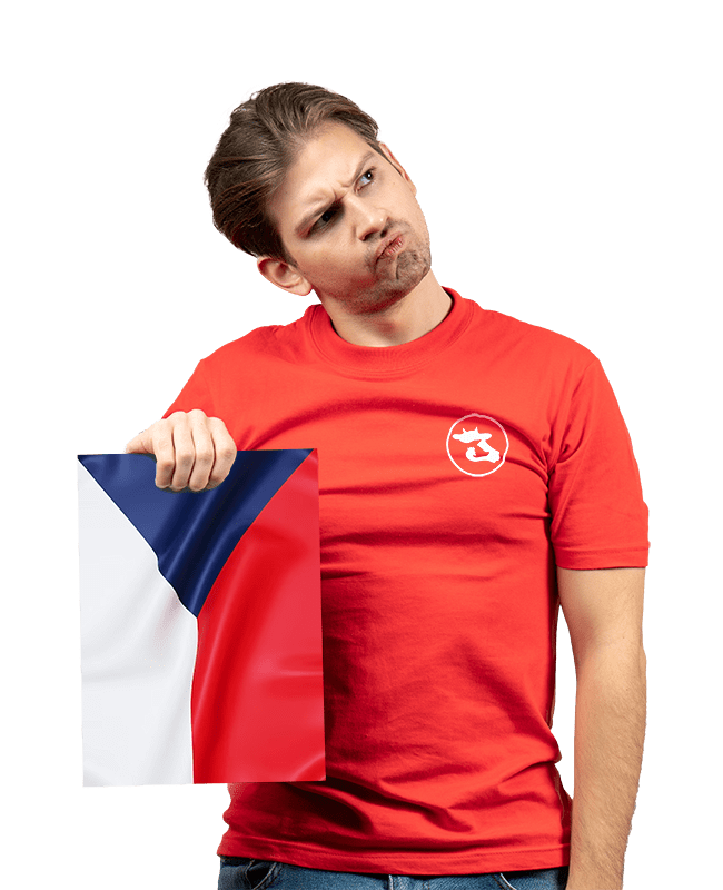 Česká vlajka a muž