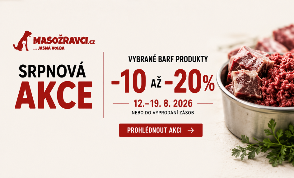 Srpnová akce – vybrané BARF produkty se slevou 10 až 20 %