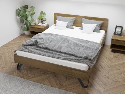 Dubová postel Tero Classic 160x200 cm, dekor-ořech, dub, masiv