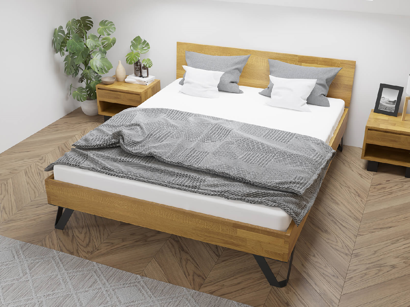Dubová postel Tero Classic 160x200 cm, dub, masiv