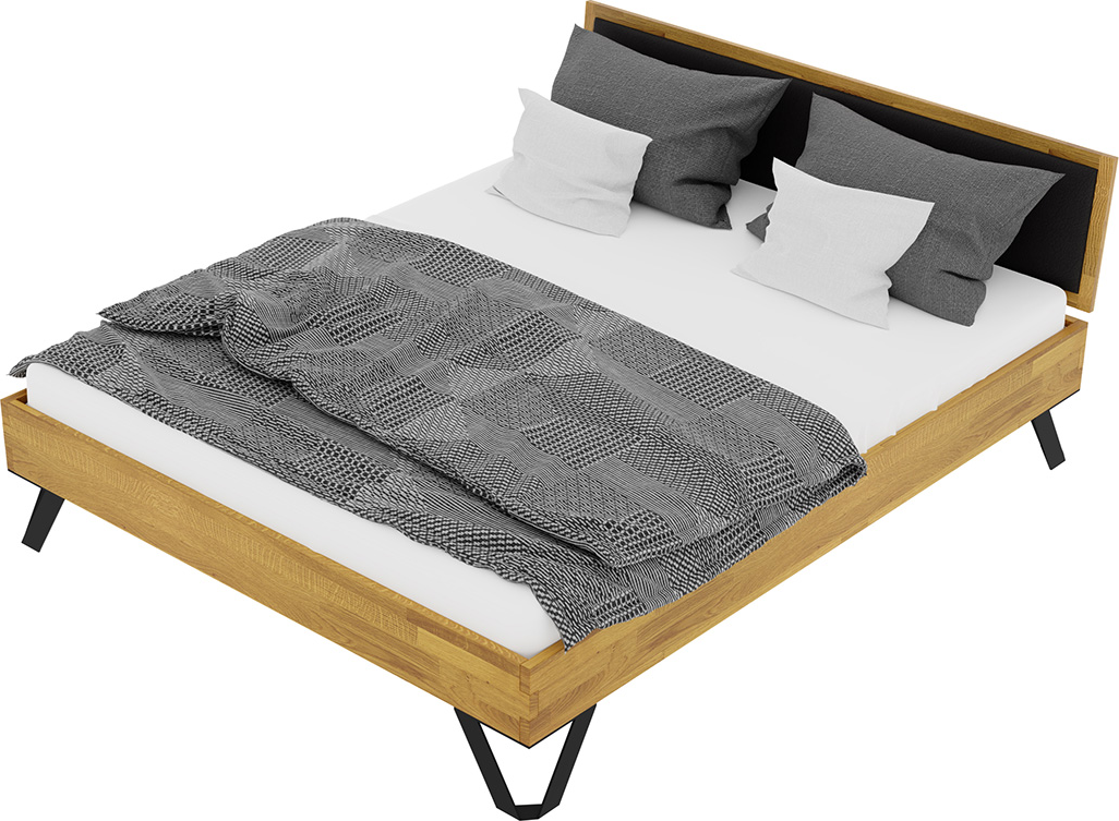 Levně Dubová postel Tero Soft, čalouněná 140x200 cm, dub, masiv