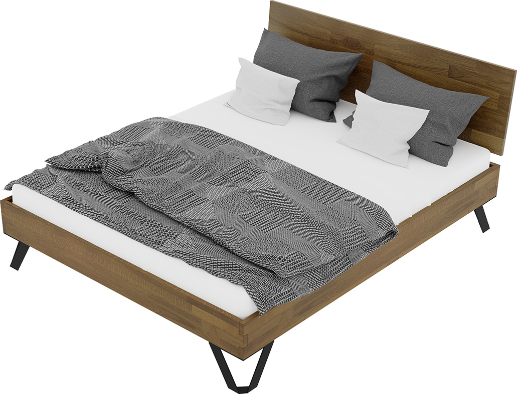Dubová postel Tero Classic 140x200 cm, dub-tmavý, masiv