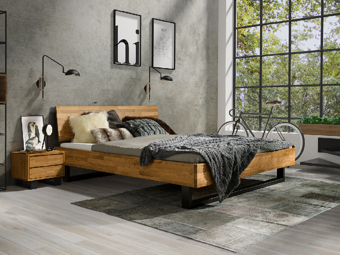 Dubová postel Prado Classic 140x200 cm, dub, masiv