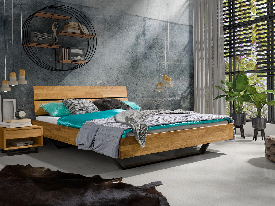 Levně Dubová postel Wigo Style 140x200 cm, dub, masiv
