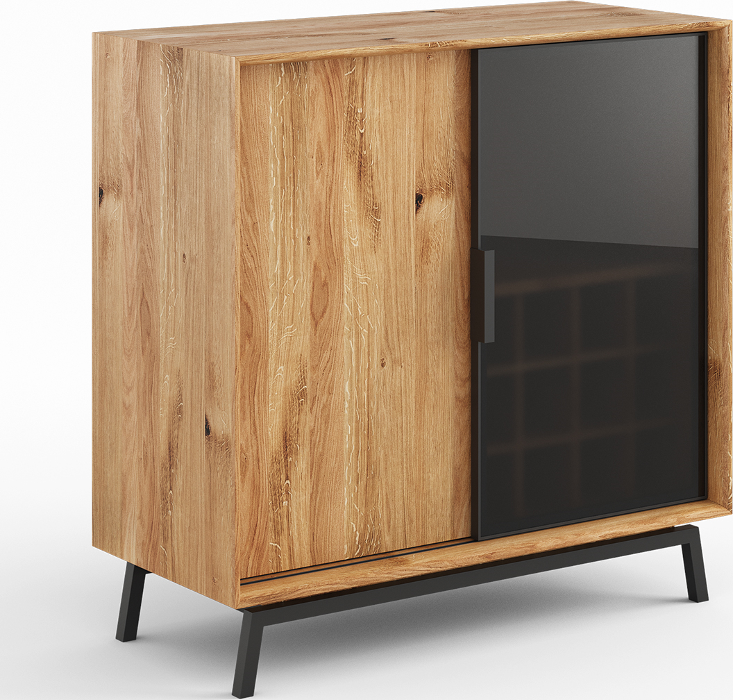 Levně Komoda s barem (vinotékou) Modern Loft 1d/1s, dub, masiv