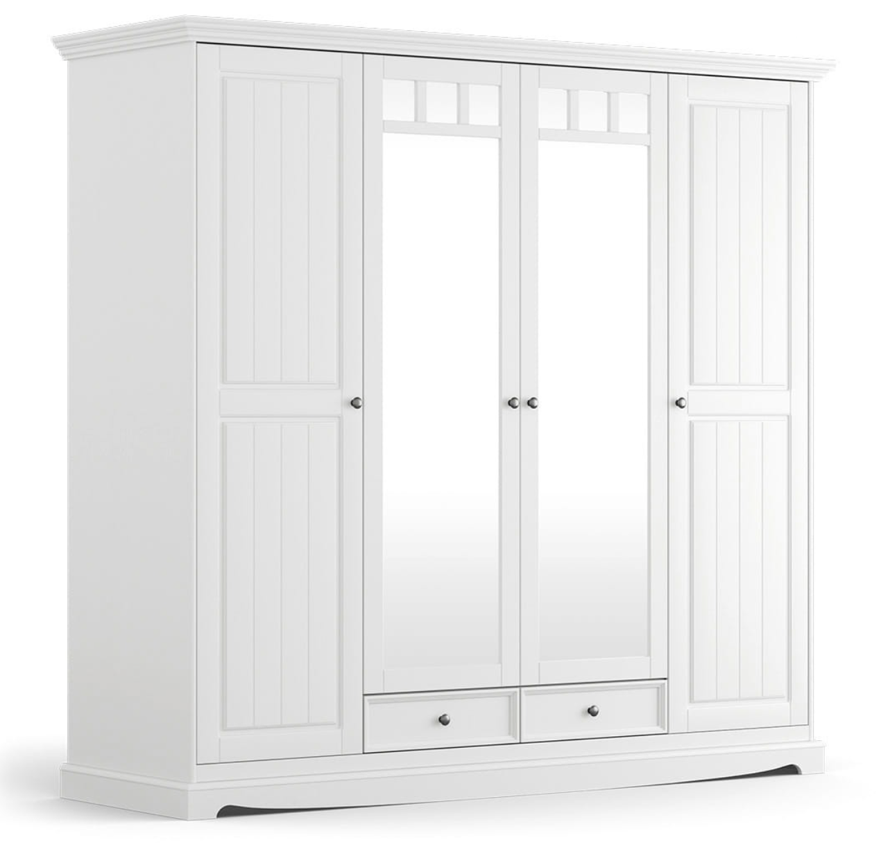 Levně Šatní skříň Belluno Elegante 4D, bílá, masiv, borovice