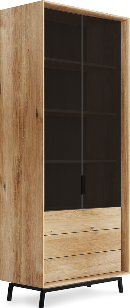 Levně Vitrína Modern Loft 2d/3s, dub, masiv