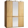 Šatní skříň Atena-světlá 3d se zrcadlem, dub, masiv, lamino