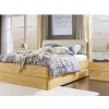 Postel Atena-světlá 140x200 cm, čalounění Ecru s úložným prostorem, roštem, dub, masiv, lamino